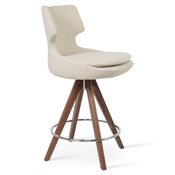Soho Concept Patara Pyramid Barstools & Counterstools - Stylish Swivel Design, Durable Fabrics, 10-year Warranty Walnut,White  Soho-concept-dining-chair-09127