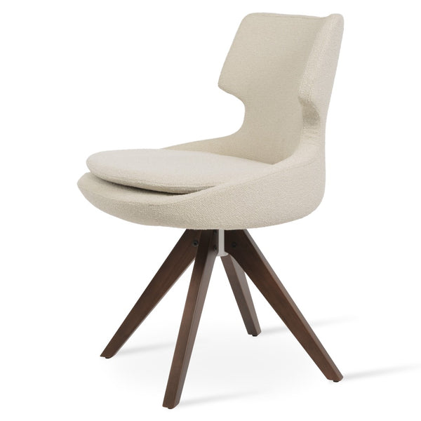 Soho Concept Patara Pyramid Swivel Chair - Luxurious Upholstery, Solid Wood Base, Custom Finishes, 10-year Warranty Walnut,White  Soho-concept-dining-chair-05225