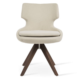 Soho Concept Patara Pyramid Swivel Chair - Luxurious Upholstery, Solid Wood Base, Custom Finishes, 10-year Warranty Walnut,White  Soho-concept-dining-chair-05225