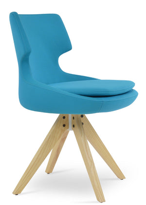 Soho Concept Patara Pyramid Swivel Chair - Luxurious Upholstery, Solid Wood Base, Custom Finishes, 10-year Warranty Walnut,Turquoise  Soho-concept-dining-chair-05226