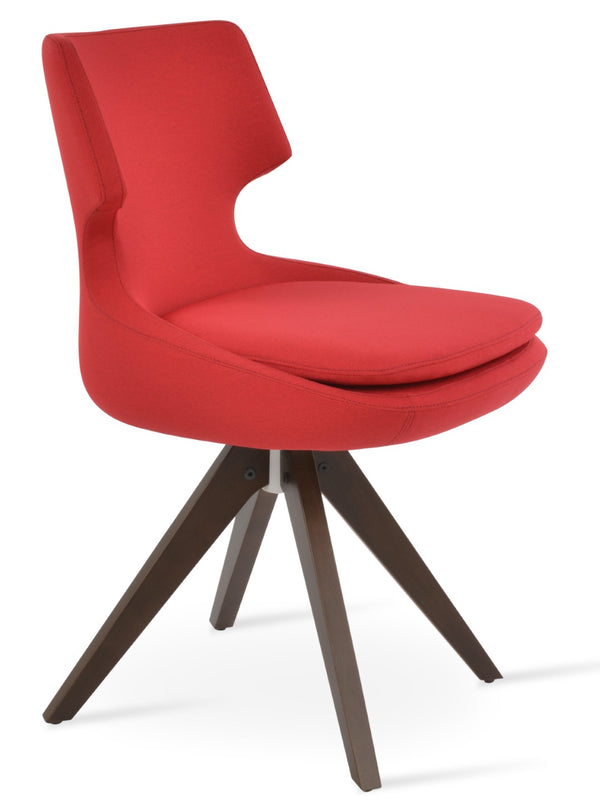Soho Concept Patara Pyramid Swivel Chair - Luxurious Upholstery, Solid Wood Base, Custom Finishes, 10-year Warranty Walnut,Red  Soho-concept-dining-chair-05064