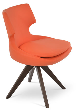 Soho Concept Patara Pyramid Swivel Dining Chair - Stylish Leatherette, Solid Wood Base, 2-year Guarantee, 350 Lbs Capacity Walnut,Orange  Soho-concept-dining-chair-05232