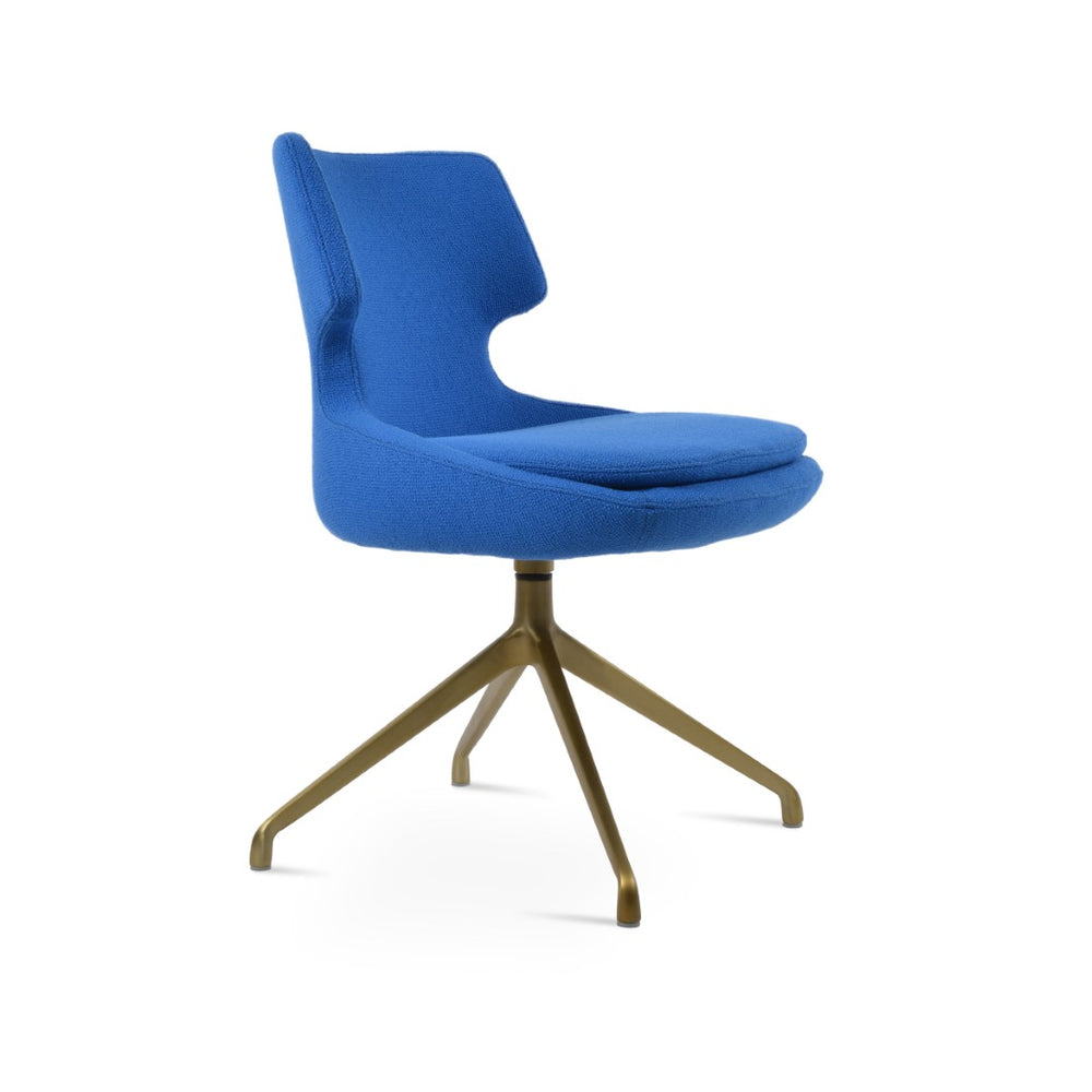 Soho Concept Patara Spider Chair - Stylish Dining Chair In Camira Boucle Fabric & Genuine Leather - 10-year Guarantee Brass,Blue  Soho-concept-dining-chair-05272