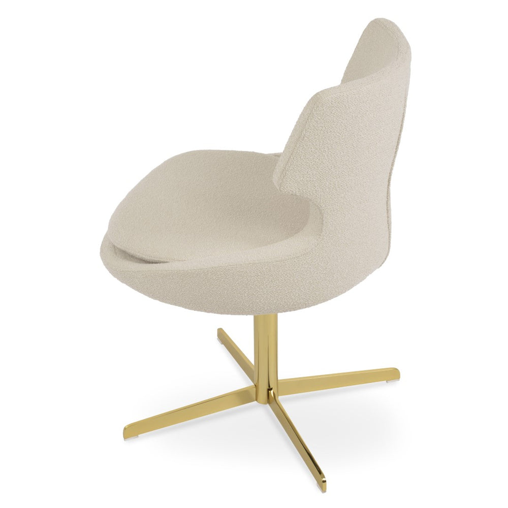 Soho Concept Patara 4 Star Swivel Dining Chair In Boucle, Velvet & Nubuck - Durable Fabrics, 10-year Warranty! Gold,White  Soho-concept-dining-chair-05062