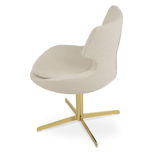 Soho Concept Patara 4 Star Swivel Dining Chair In Boucle, Velvet & Nubuck - Durable Fabrics, 10-year Warranty! Gold,White  Soho-concept-dining-chair-05062