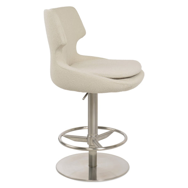 Soho Concept Patara Adjustable Piston Barstools & Counterstools - Stylish Boucle, Velvet, Nubuck & More! 10 Year Warranty White  Soho-concept-dining-chair-09111