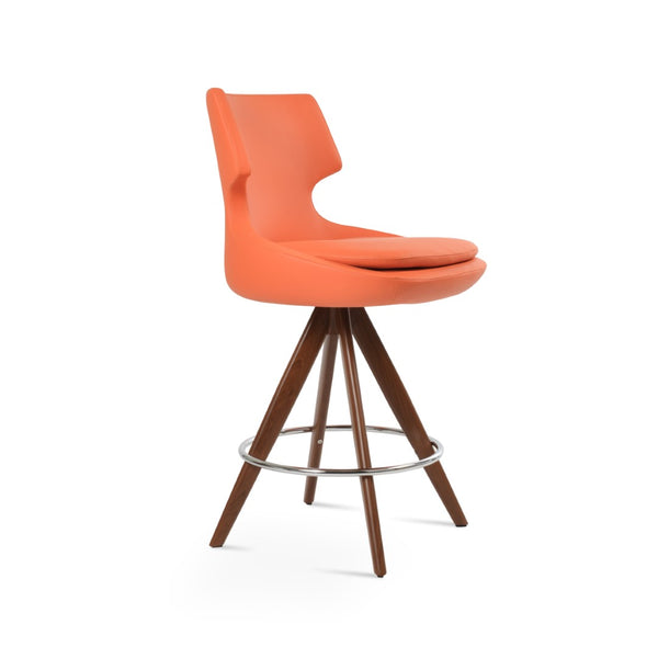 Soho Concept Patara Swivel Barstools & Counterstools - Soft Leatherette, Solid Wood Base, 2-year Guarantee! Walnut,Orange  Soho-concept-dining-chair-09114