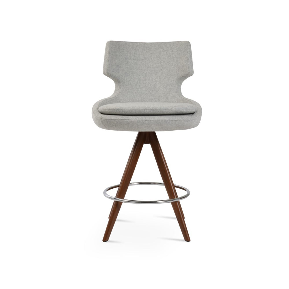 Soho Concept Patara Pyramid Swivel Barstools & Counterstools - Durable Wool Fabric, Stylish Wood Base, 10-year Warranty Walnut,Silver  Soho-concept-dining-chair-09113