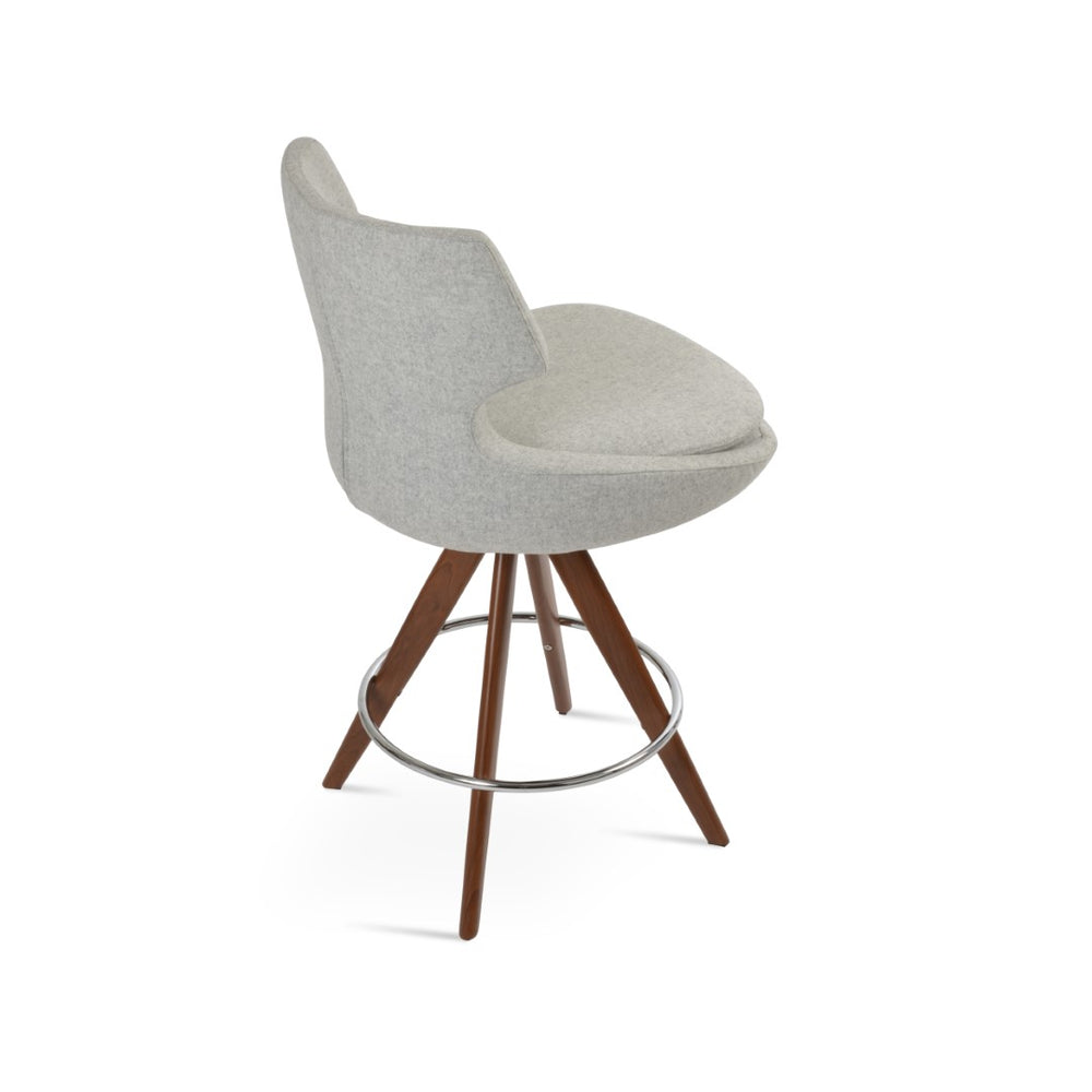 Soho Concept Patara Pyramid Swivel Barstools & Counterstools - Durable Wool Fabric, Stylish Wood Base, 10-year Warranty Walnut,Silver  Soho-concept-dining-chair-09113