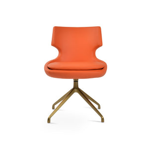 Soho Concept Patara Spider Chair - Stylish Leatherette Dining Chair With Aluminum Base & 2-year Warranty, Light Grey Brass,Orange  Soho-concept-dining-chair-05283