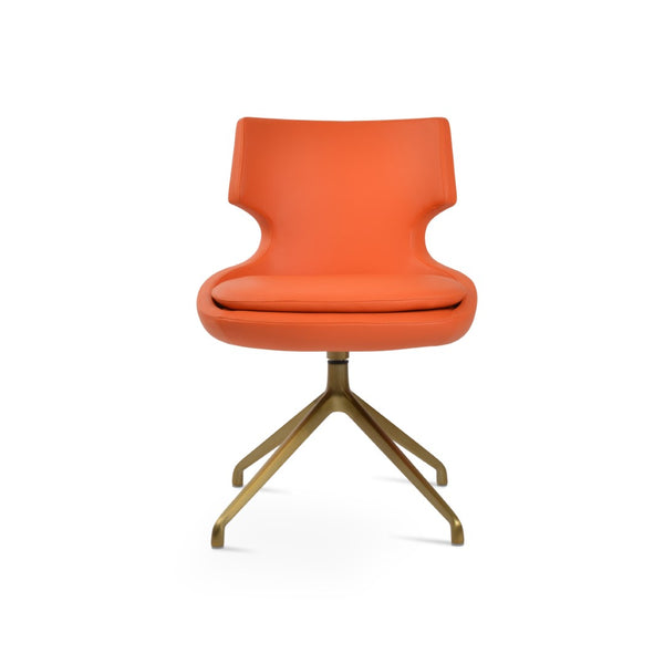 Soho Concept Patara Spider Chair - Stylish Leatherette Dining Chair With Aluminum Base & 2-year Warranty, Light Grey Brass,Orange  Soho-concept-dining-chair-05283