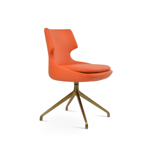 Soho Concept Patara Spider Chair - Stylish Leatherette Dining Chair With Aluminum Base & 2-year Warranty, Light Grey Brass,Orange  Soho-concept-dining-chair-05283