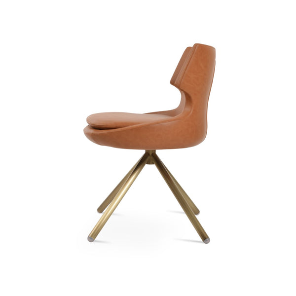 Soho Concept Patara Stick Swivel Dining Chair - Stylish Leatherette Upholstery, Versatile Finishes & 2-year Warranty Brass  Soho-concept-dining-chair-05358
