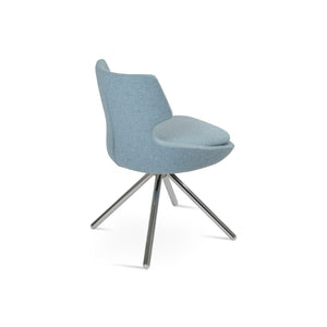 Soho Concept Patara Stick Swivel Dining Chair - Premium Camira Wool, 10-year Guarantee, Stylish & Durable Design Chrome,Blue  Soho-concept-dining-chair-05359