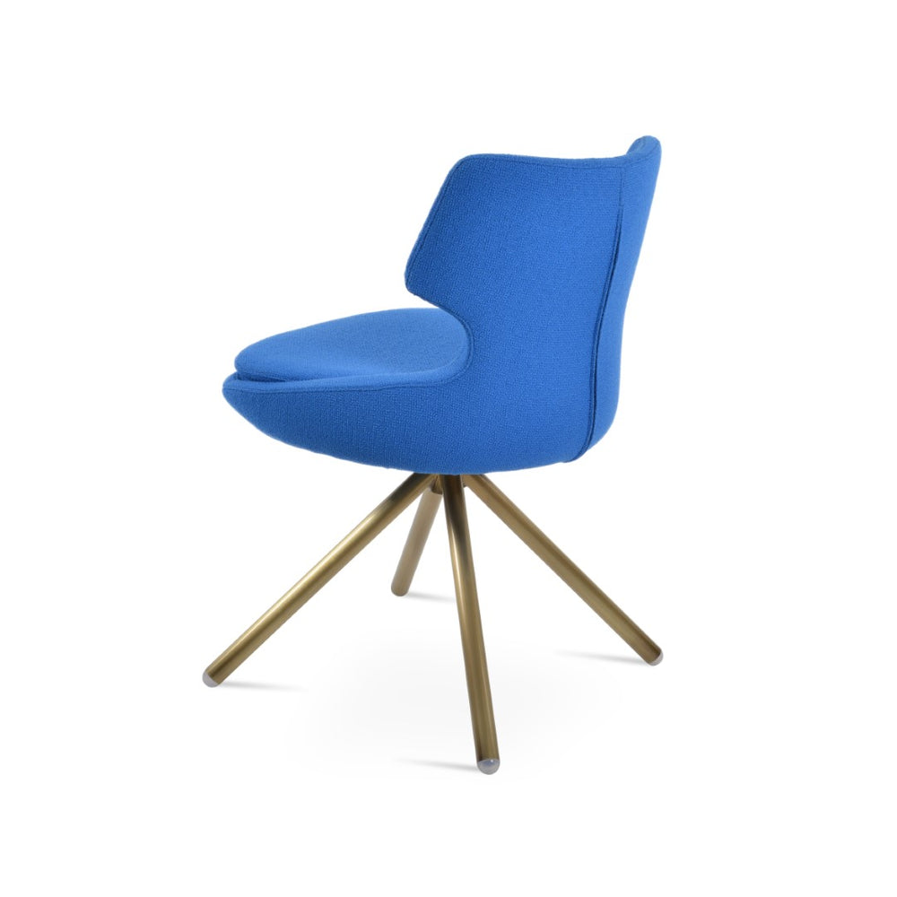 Soho Concept Patara Stick Swivel Dining Chair In Boucle Fabric Or Leather - 10-year Guarantee, Custom Finishes! Chrome,Blue  Soho-concept-dining-chair-05361