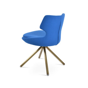 Soho Concept Patara Stick Swivel Dining Chair In Boucle Fabric Or Leather - 10-year Guarantee, Custom Finishes! Brass,Blue  Soho-concept-dining-chair-05362