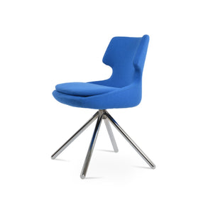 Soho Concept Patara Stick Swivel Dining Chair In Boucle Fabric Or Leather - 10-year Guarantee, Custom Finishes! Chrome,Blue  Soho-concept-dining-chair-05361