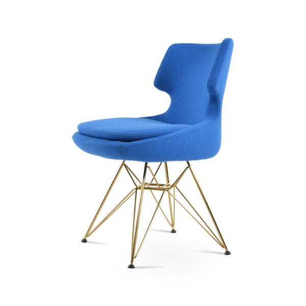 Soho Concept Patara Tower Dining Chair In Camira Boucle Fabric & Genuine Leather - 10-year Guarantee, Stylish Gold Gold,Blue  Soho-concept-dining-chair-05437