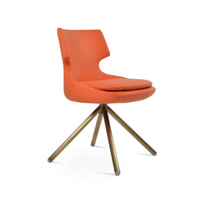 Soho Concept Patara Stick Swivel Dining Chair - Stylish Leatherette Upholstery, Versatile Finishes & 2-year Warranty Brass,Orange  Soho-concept-dining-chair-05357