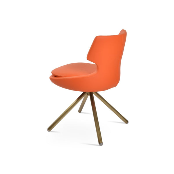 Soho Concept Patara Stick Swivel Dining Chair - Stylish Leatherette Upholstery, Versatile Finishes & 2-year Warranty Brass,Orange  Soho-concept-dining-chair-05357