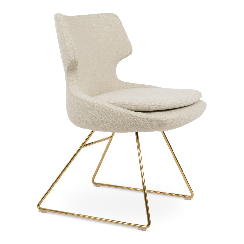 Soho Concept Patara Wire Dining Chair - Stylish Boucle, Velvet, Nubuck & Camira Fabrics With 10-year Warranty Gold,White  Soho-concept-dining-chair-05447