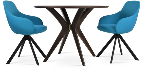 Soho Concept Pavilion Rectangular Walnut Veneer Dining Table - Solid Beech Base, Timeless Elegance & Durability Walnut,Gold  Soho-concept-dining-chair-13848