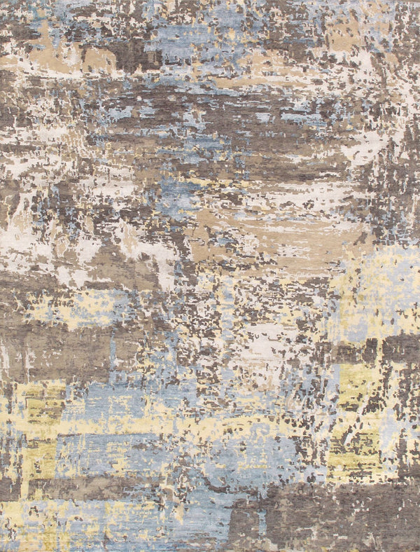 Pasargad Modern Collection Hand-knotted Grey Area Rug - Luxurious Bamboo Silk & Wool Blend Decor   Pbrn-36wh 9x12