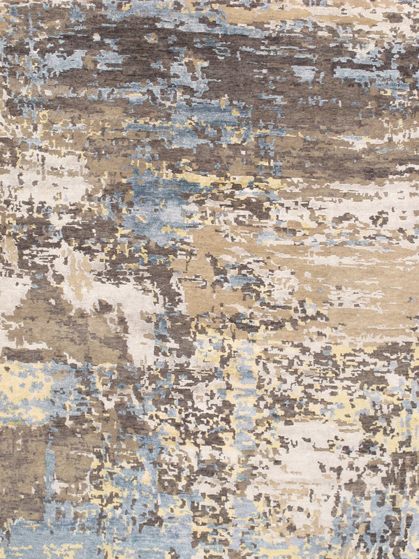 Pasargad Modern Collection Hand-knotted Grey Area Rug - Luxurious Bamboo Silk & Wool Blend Decor   Pbrn-36wh 9x12