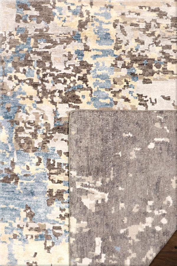 Pasargad Modern Collection Hand-knotted Grey Area Rug - Luxurious Bamboo Silk & Wool Blend Decor   Pbrn-36wh 9x12