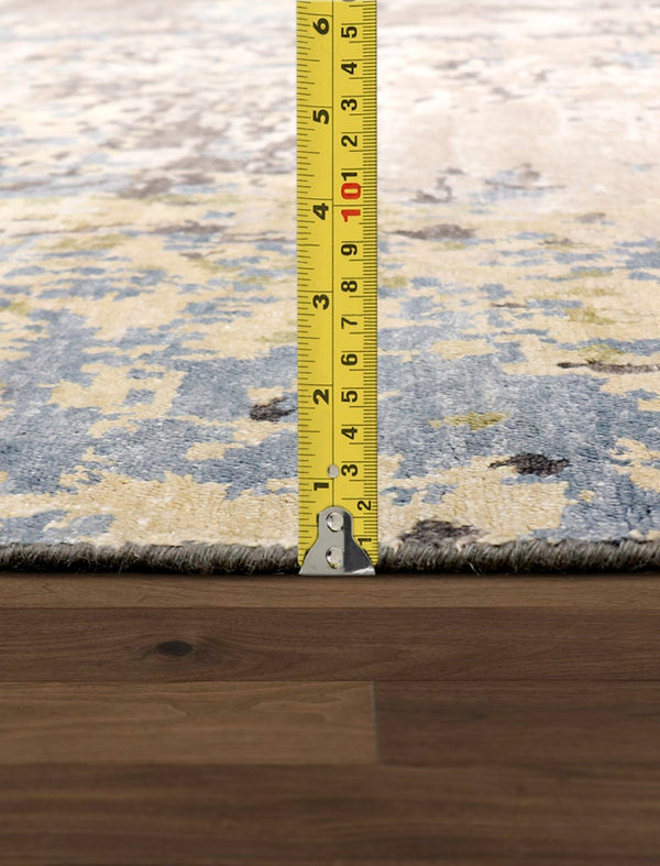 Pasargad Modern Collection Hand-knotted Grey Area Rug - Luxurious Bamboo Silk & Wool Blend Decor   Pbrn-36wh 9x12