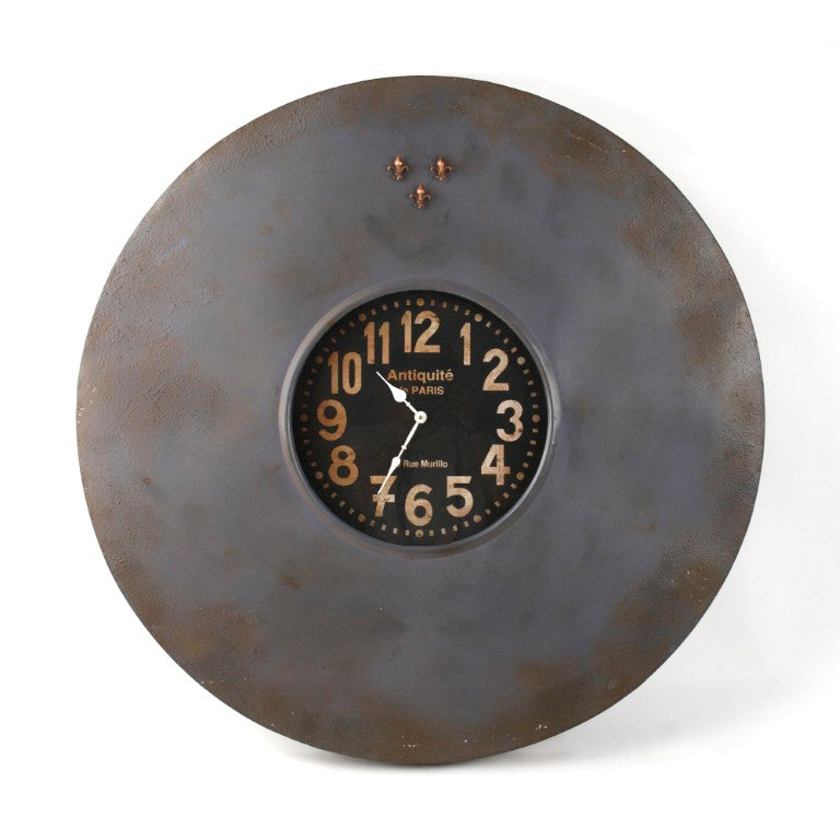 Zentique Paris Vintage Iron Wall Clock with Magnetic Face for Notes Photos Timeless Parisian Decor, Durable and Easy-Read W39 x H39 x D3.5 PC001