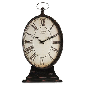 Paris Table Clock Distressed Antique Black PC003 Zentique