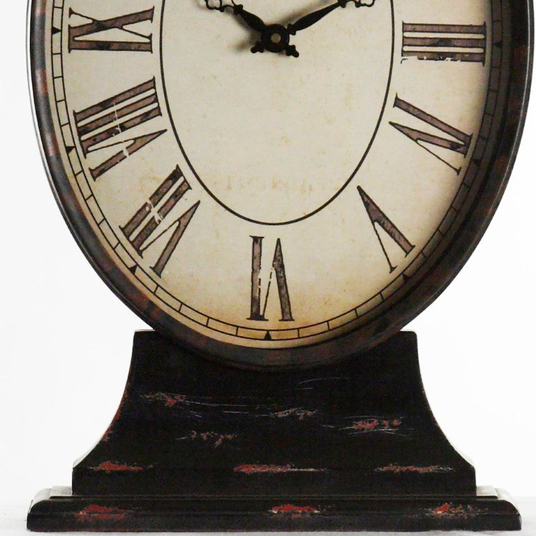 Zentique Paris Iron Table Clock with Distressed Antique Finish, Slim 12.5x22.5in Decorative Mantel Accent PC003