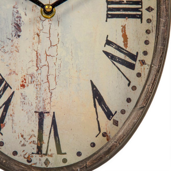 Zentique Paris Oval Wall Clock Vintage Iron Oval Clock with Roman Numerals, Quiet Quartz Movement, 9"x14" Appeal PC006