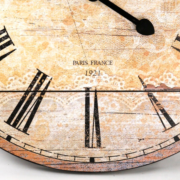 Zentique Wooden minimalist wall clock with natural MDF veneer, matte finish, slim profile and quartz movement Antique Cream PC009