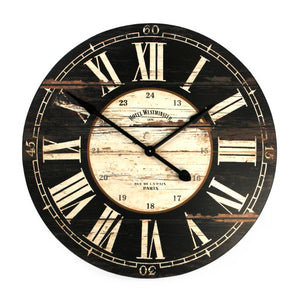 Zentique Wooden minimalist wall clock with natural MDF veneer, matte finish, slim profile and quartz movement Antique Black PC010