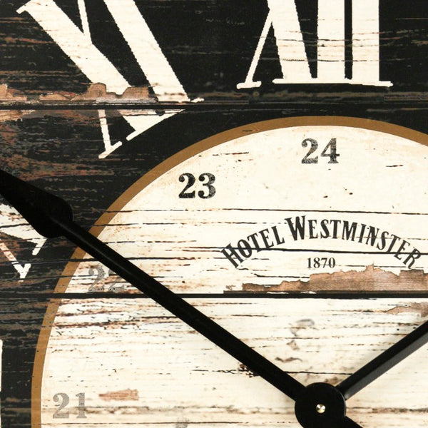 Zentique Wooden minimalist wall clock with natural MDF veneer, matte finish, slim profile and quartz movement Antique Black PC010