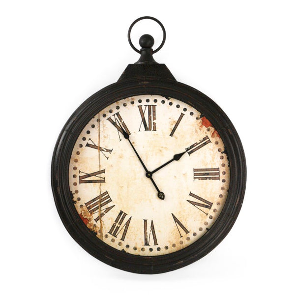 Zentique Iron Industrial Wall Clock with Matte Textured Finish, Minimalist Face and Durable Solid Iron Craftsmanship W27 x H35 x D3 PC011