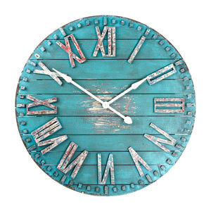 Wooden Clock Distressed Blue PC014 Zentique