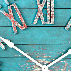 Wooden Clock Distressed Blue PC014 Zentique