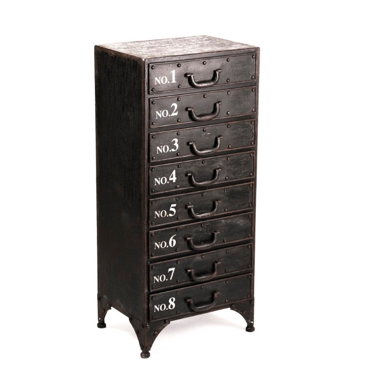 Zentique Andre Iron Cabinet — Compact Industrial Storage W16xH36xD11.5, Powder-Coated Durable Shelves PC026