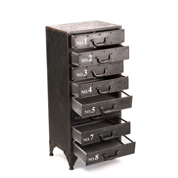 Zentique Andre Iron Cabinet — Compact Industrial Storage W16xH36xD11.5, Powder-Coated Durable Shelves PC026