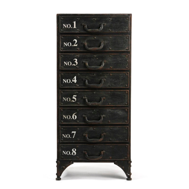 Zentique Andre Iron Cabinet — Compact Industrial Storage W16xH36xD11.5, Powder-Coated Durable Shelves PC026