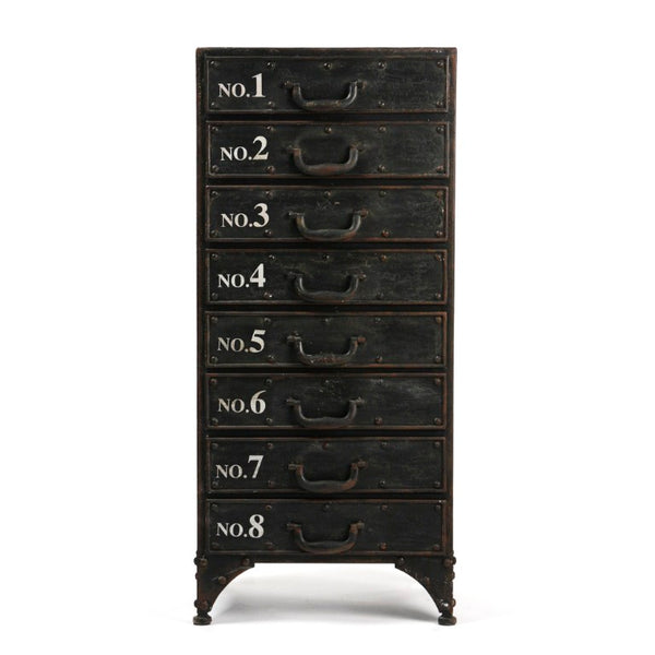 Zentique Andre Iron Cabinet — Compact Industrial Storage W16xH36xD11.5, Powder-Coated Durable Shelves PC026