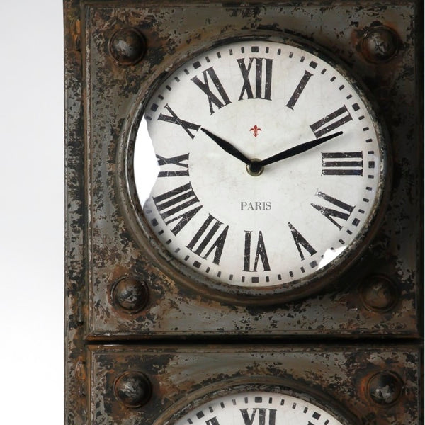 Zentique Iron Industrial Wall Clock with Matte Textured Finish, Minimalist Face and Durable Solid Iron Craftsmanship W14 x H74 x D14 PC028