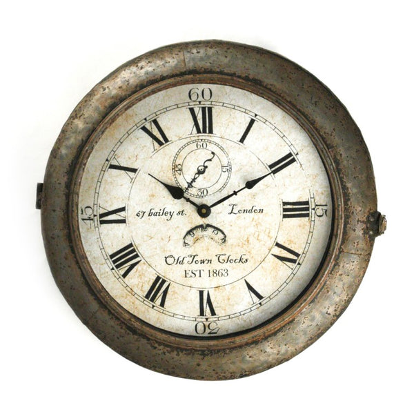 Zentique Iron Industrial Wall Clock with Matte Textured Finish, Minimalist Face and Durable Solid Iron Craftsmanship W18 x H17.5 x D4.5 PC036