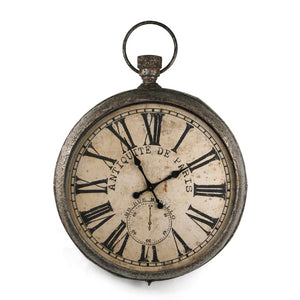 Zentique Iron Industrial Wall Clock with Matte Textured Finish, Minimalist Face and Durable Solid Iron Craftsmanship W33 x H45 x D7.5 PC038