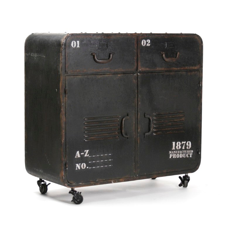 Zentique Anton Iron Cabinet — Compact W33 x H31.5 x D14, Durable Iron Storage with Minimalist Industrial Style, Versatile for Home PC039