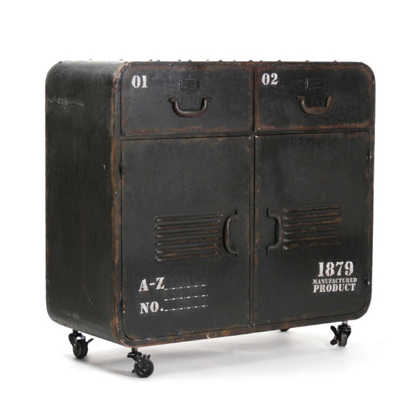 Zentique Anton Iron Cabinet — Compact W33 x H31.5 x D14, Durable Iron Storage with Minimalist Industrial Style, Versatile for Home PC039