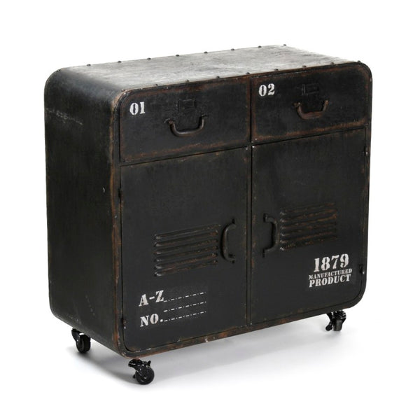 Zentique Anton Iron Cabinet — Compact W33 x H31.5 x D14, Durable Iron Storage with Minimalist Industrial Style, Versatile for Home PC039
